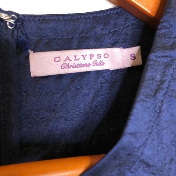 Calypso navy silk dress size S - Picture 3 of 8